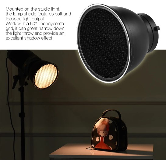 7Inch Standard Reflector Diffuser Lamp Shade Dish with Honeycomb Grid Bowens Mount