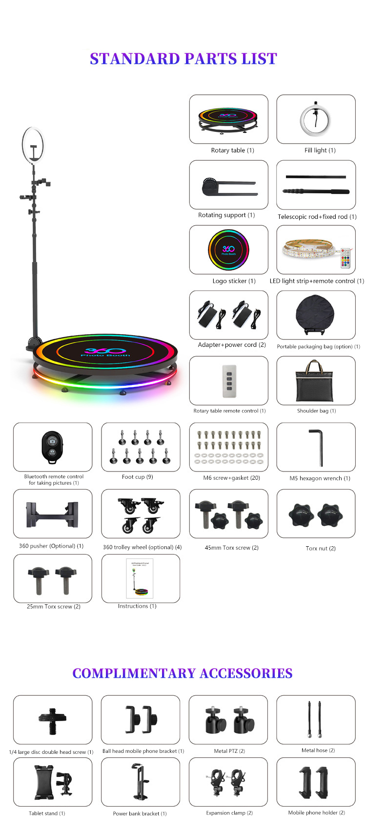 360Photo Booth Rotating Machine For Events Parties Automatic Spin Selfie Platform 80CM