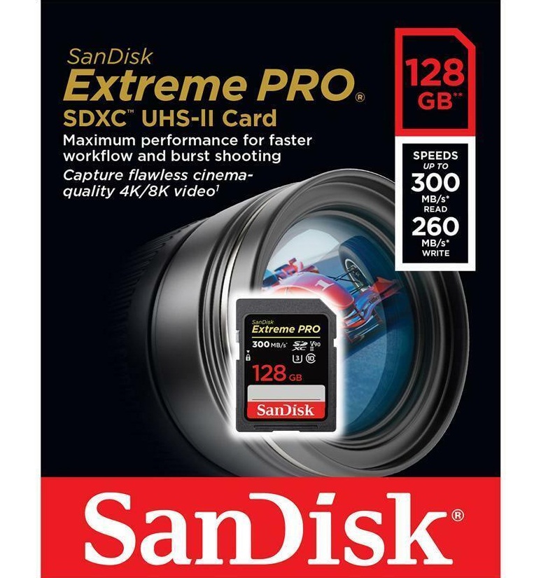 SanDisk 128GB Extreme PRO UHS-II SDXC 300 MB/s Memory Card