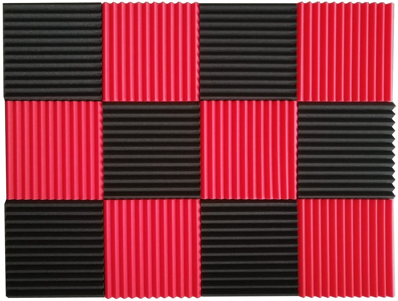 Black&Red Charcoal Acoustic Foam 1inch X 12 X 12 inch