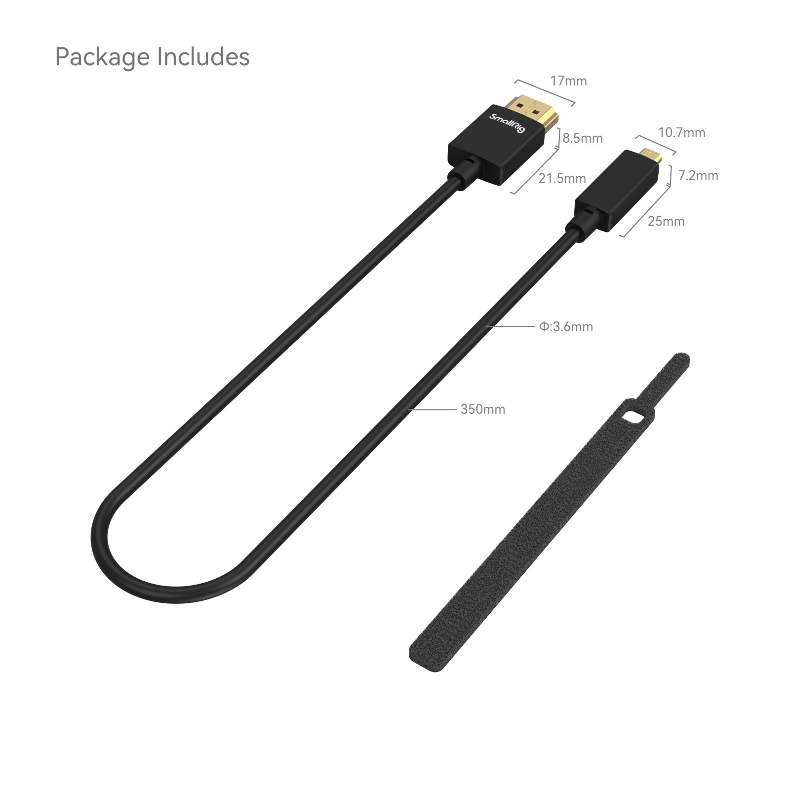 SmallRig Ultra-Slim 4K HDMI Data Cable (D to A) (35cm)