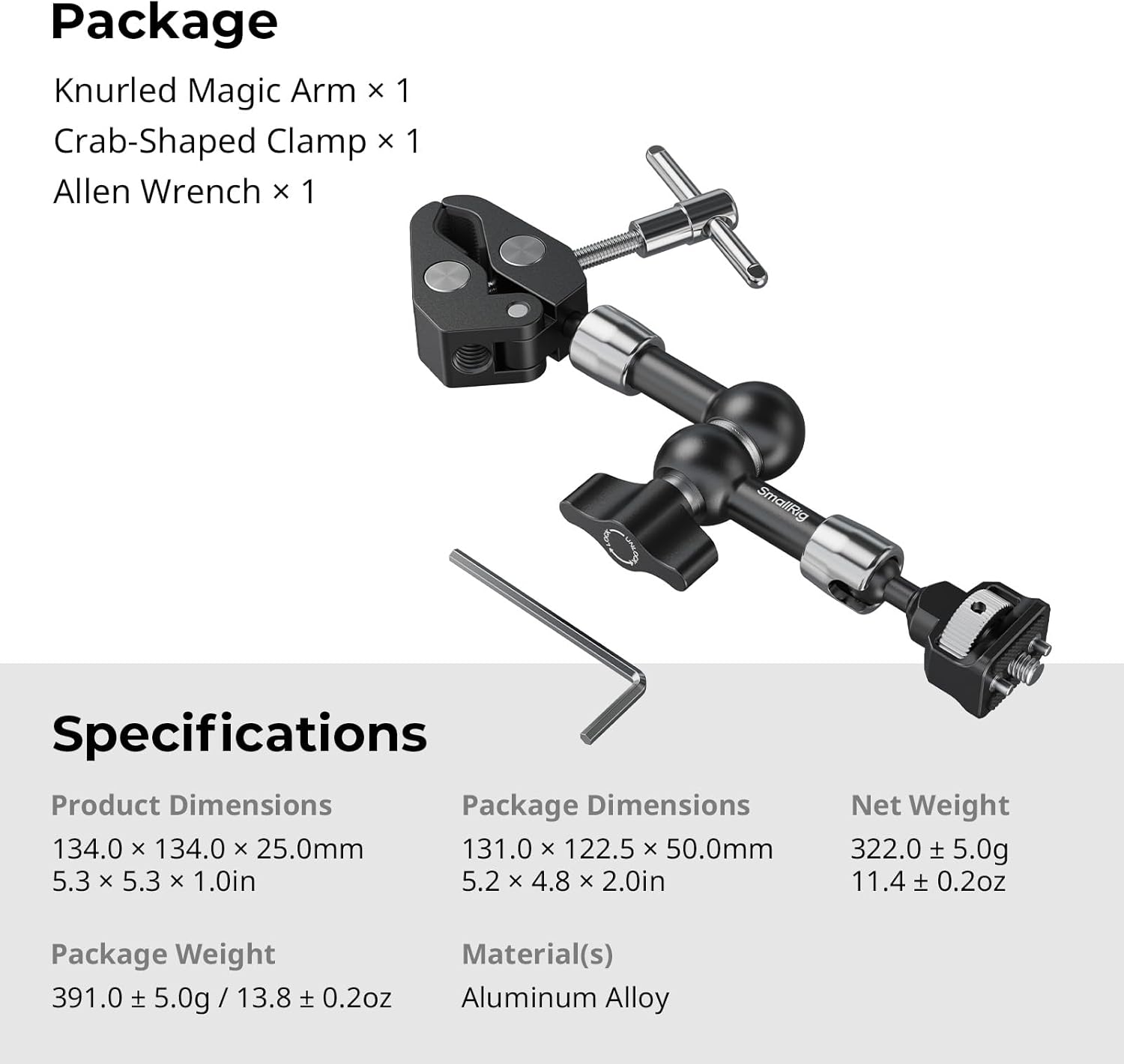 SmallRig Magic Arm with Crab-Style Clamp (7")