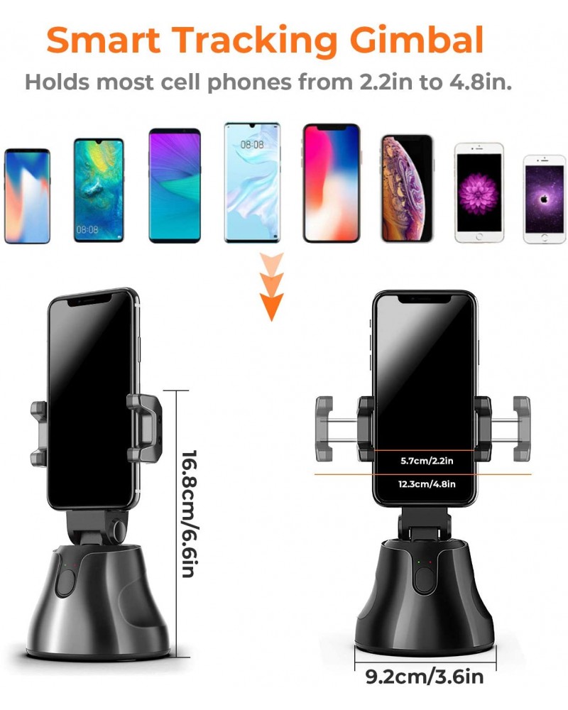 Black 360° Object Tracking Holder Smart Shooting Camera Phone Holder