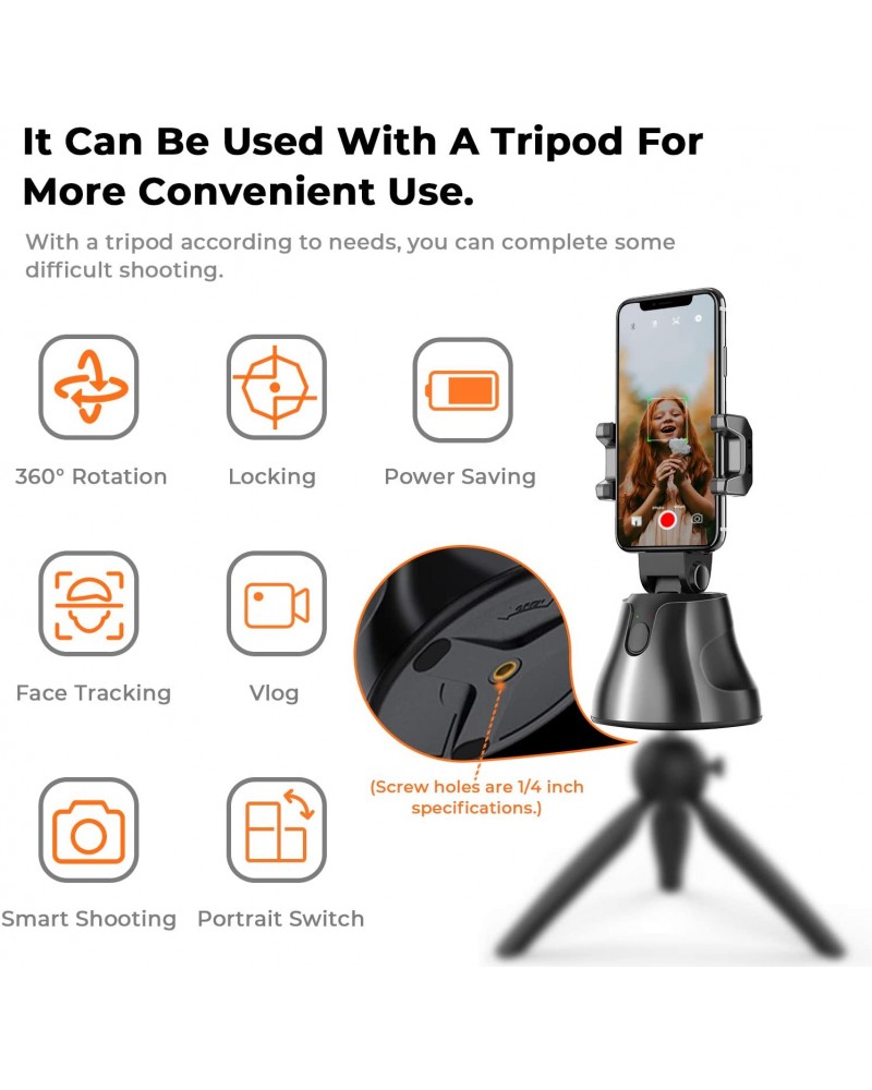 Black 360° Object Tracking Holder Smart Shooting Camera Phone Holder