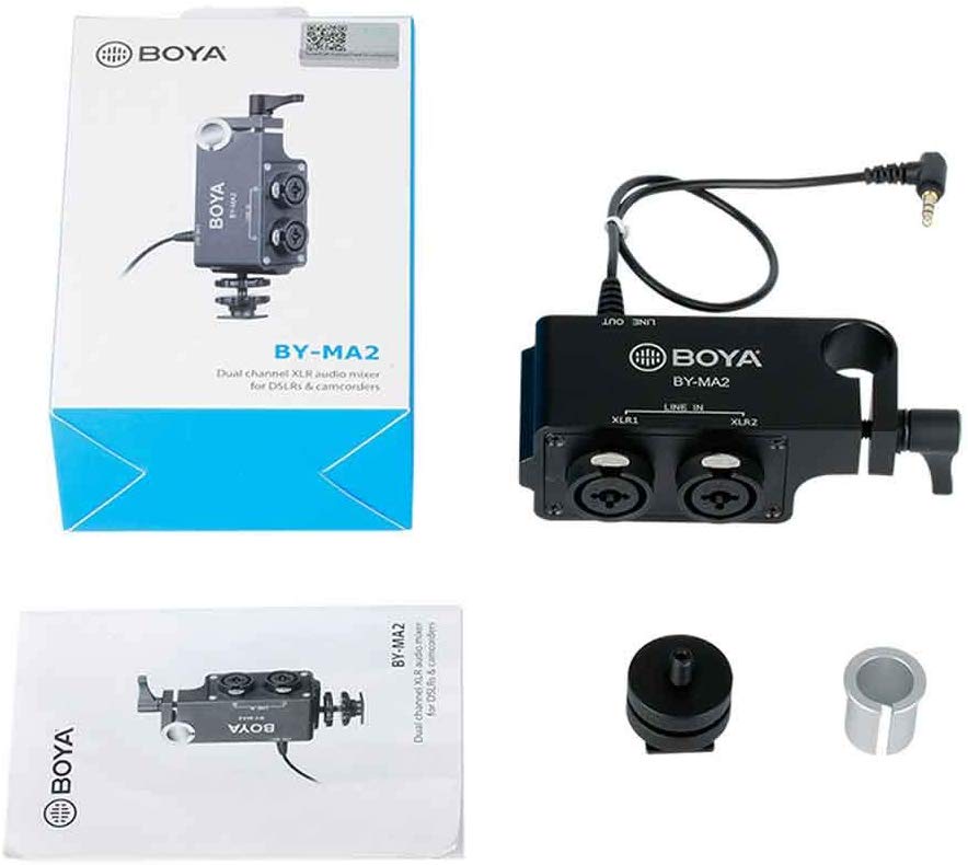 BOYA by-MA2 Dual-Channel XLR Audio Mixer with 6.35mm Input 3.5mm Jack