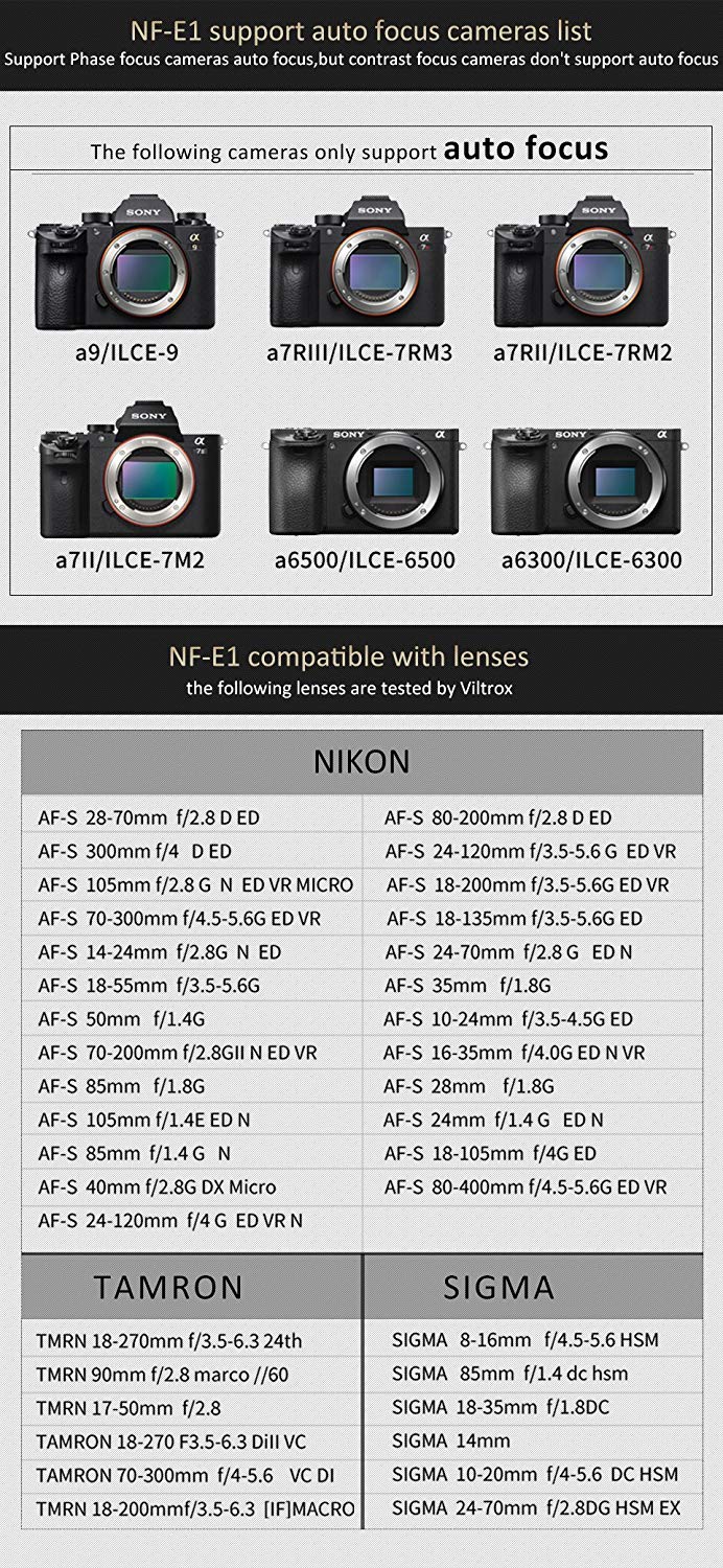 VILTROX NF-E1 Auto Focus Mount Adapter