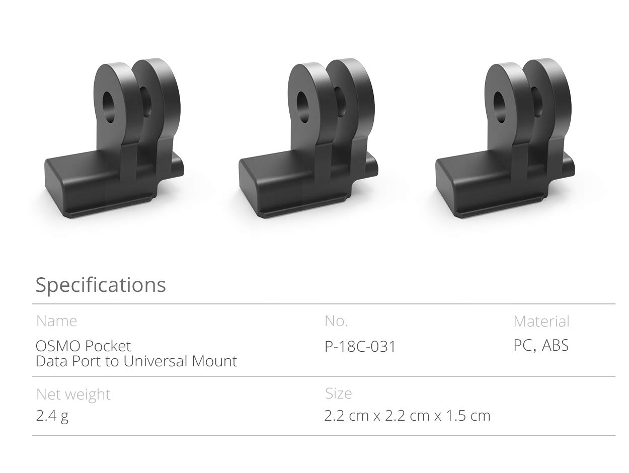 3 Pcs/set PGYTECH OSMO Pocket Data Port to Universal Mount