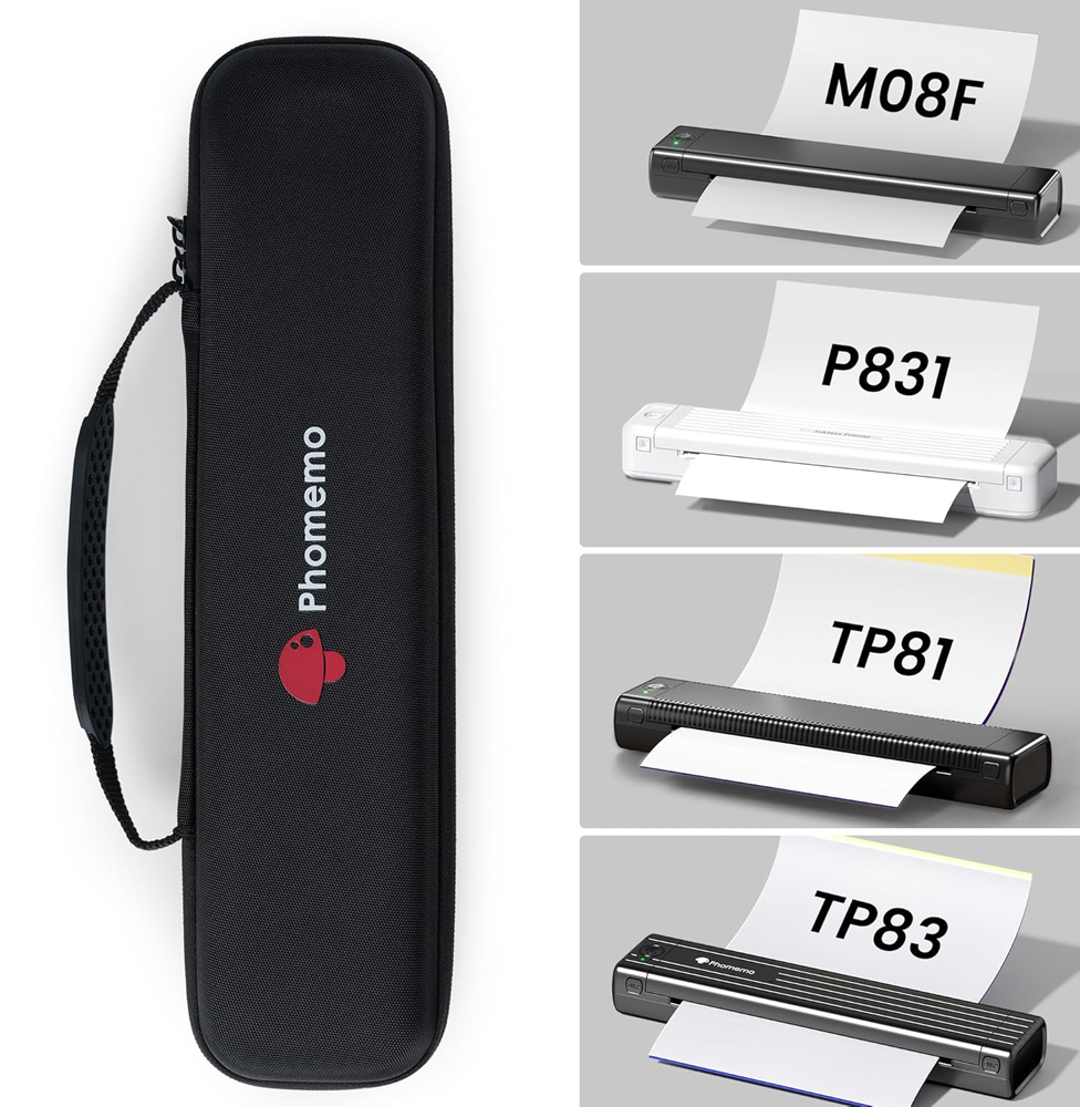 Phomemo M08F Black Bag for A4 Portable Printer for Mobile Travel Printer Storage Holder Paper(Case Only)