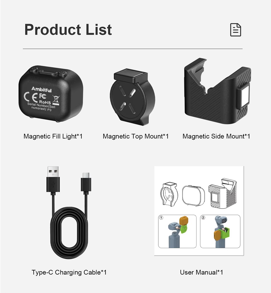 AMBITFUL UL01 Light Mini Magnetic Fill Light For DJI Pocket 3