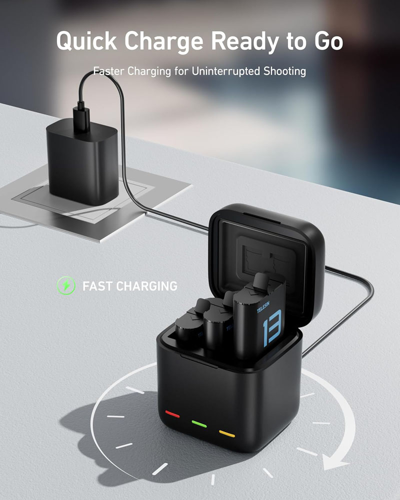 TELESIN Charger Box + 2 Batteries Set for GoPro HERO13 TELESIN Charger Box + 2 Batteries Set for GoPro HERO13