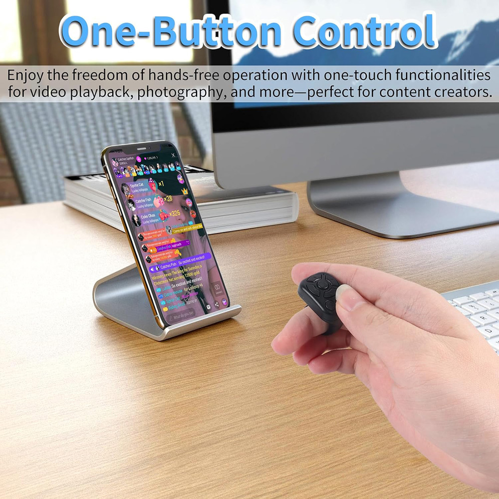 Bluetooth Ring Remote Controller Comfortable Wear for Easy Video Browsing and Photography