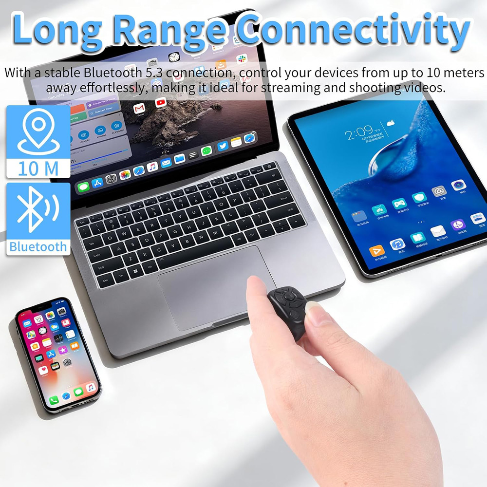 Bluetooth Ring Remote Controller Comfortable Wear for Easy Video Browsing and Photography