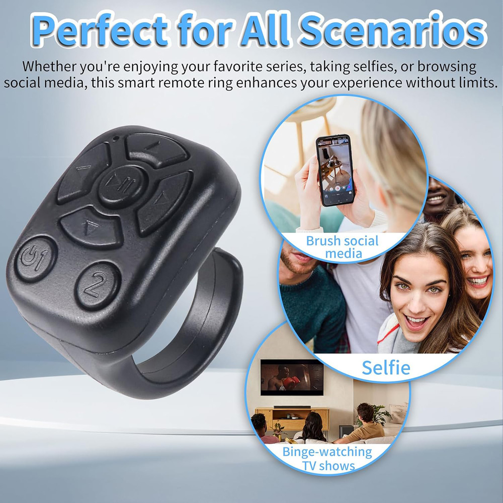 Bluetooth Ring Remote Controller Comfortable Wear for Easy Video Browsing and Photography