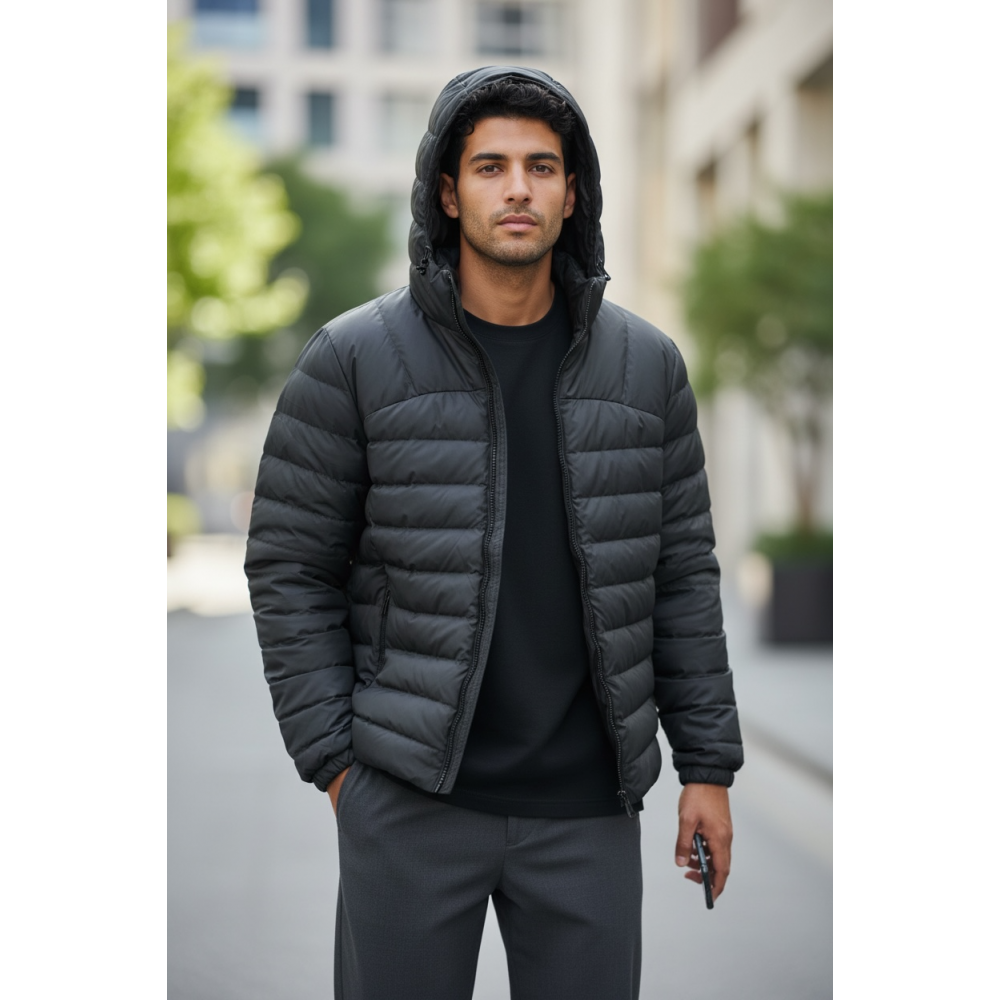 جاكيت شتوي رجالي مبطّن بقبعه جاكيت شتوي رجالي مبطّن بقبعه