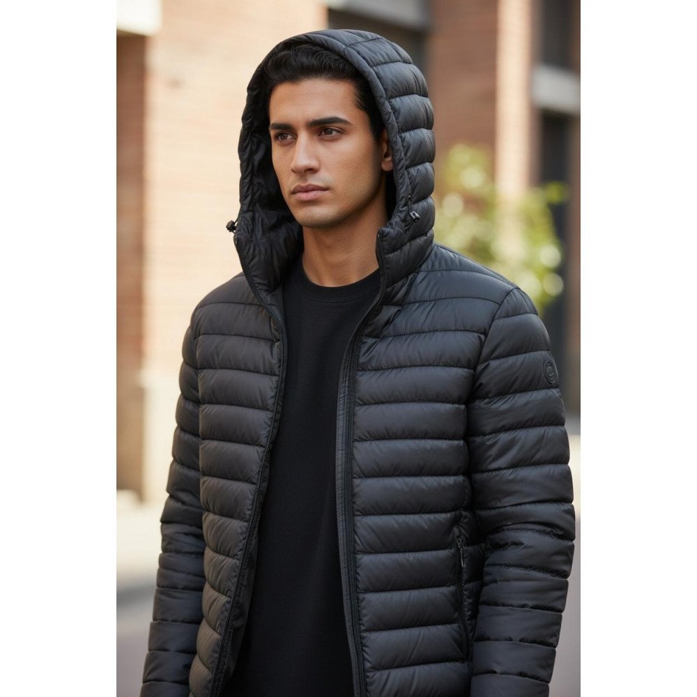 جاكيت بمب رجالي مبطن بغطاء رأس جاكيت بمب رجالي مبطن بغطاء رأس