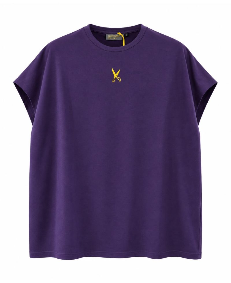 Short Sleeve Over Sized T-shirt - Purple