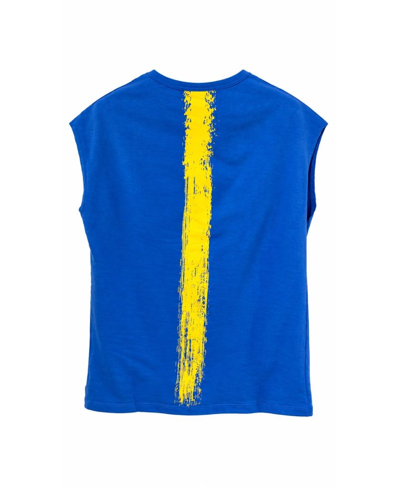 Short Sleeve Over Sized T-shirt - Blue/Yellow Short Sleeve Over Sized T-shirt - Blue/Yellow