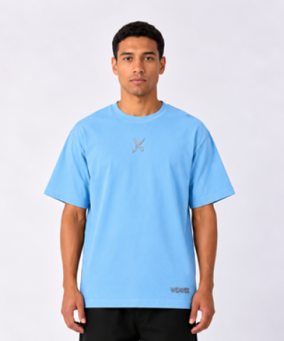 Plain T-shirt with zigzag logo - Baby Blue