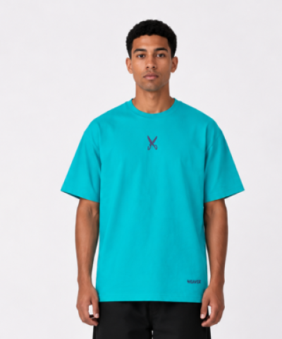 Plain T-shirt with zigzag logo - Turquoise