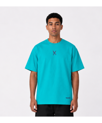 Plain T-shirt with zigzag logo - Turquoise