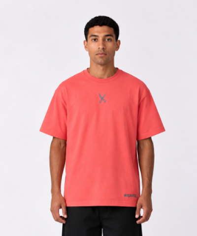 Plain T-shirt with zigzag logo - Coral