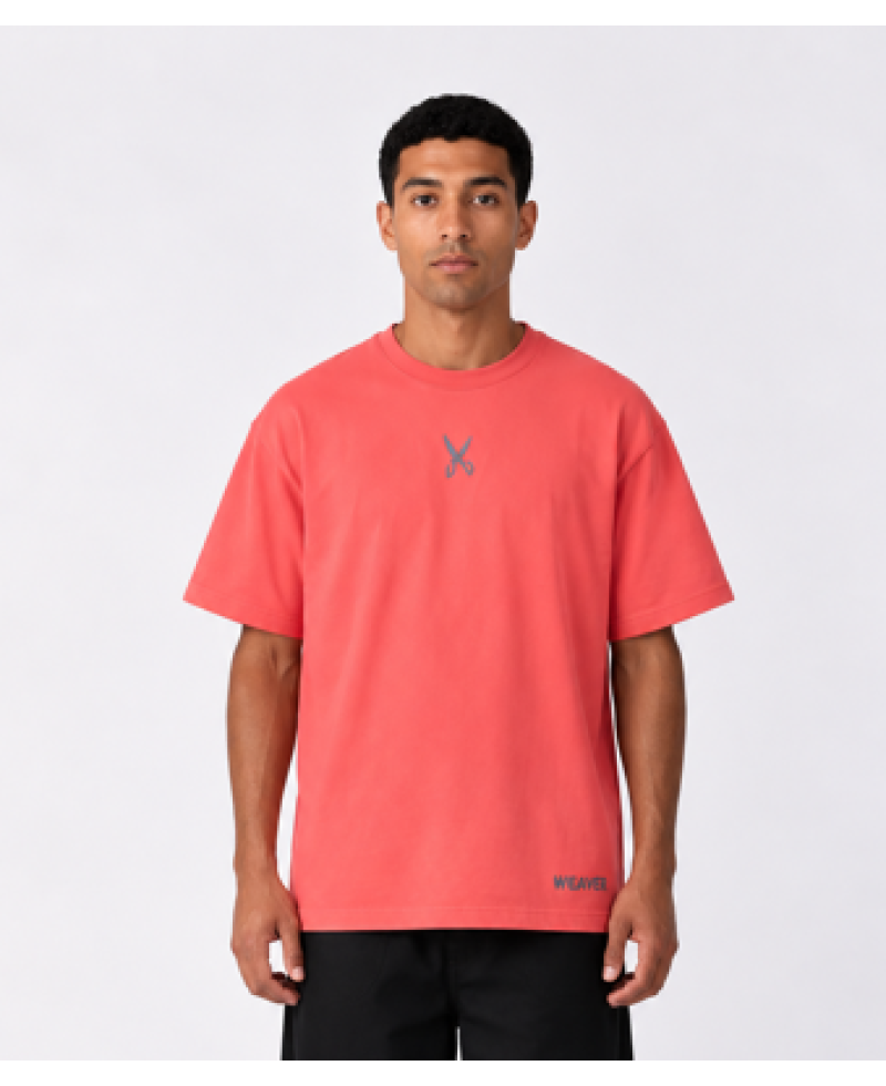 Plain T-shirt with zigzag logo - Coral