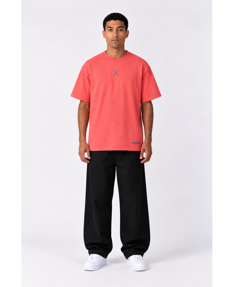 Plain T-shirt with zigzag logo - Coral