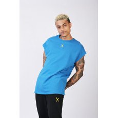 Short Sleeve Over Sized T-shirt - Blue/Yellow