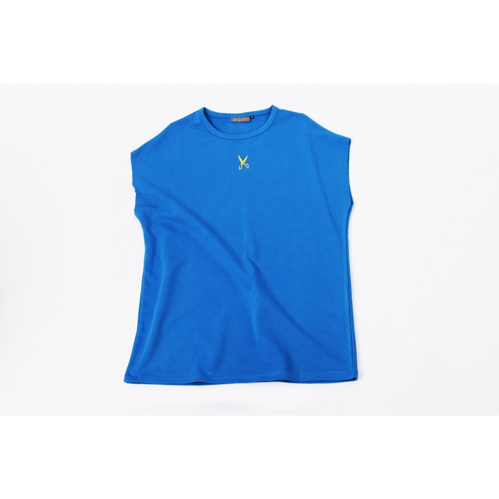 Short Sleeve Over Sized T-shirt - Blue/Yellow
