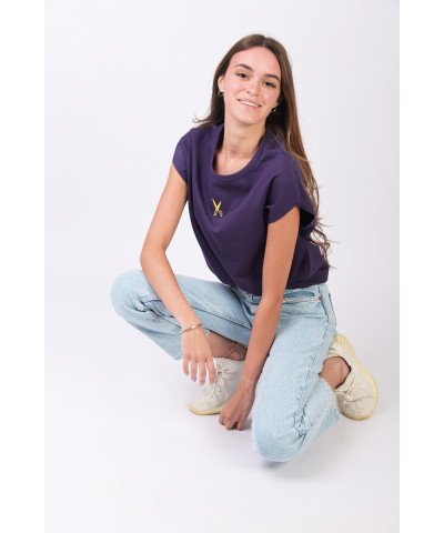 Short Sleeve Over Sized T-shirt - Purple