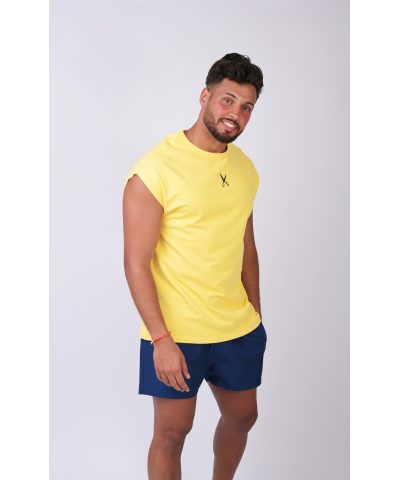 Short Sleeve Over Sized T-shirt - Yellow / Black