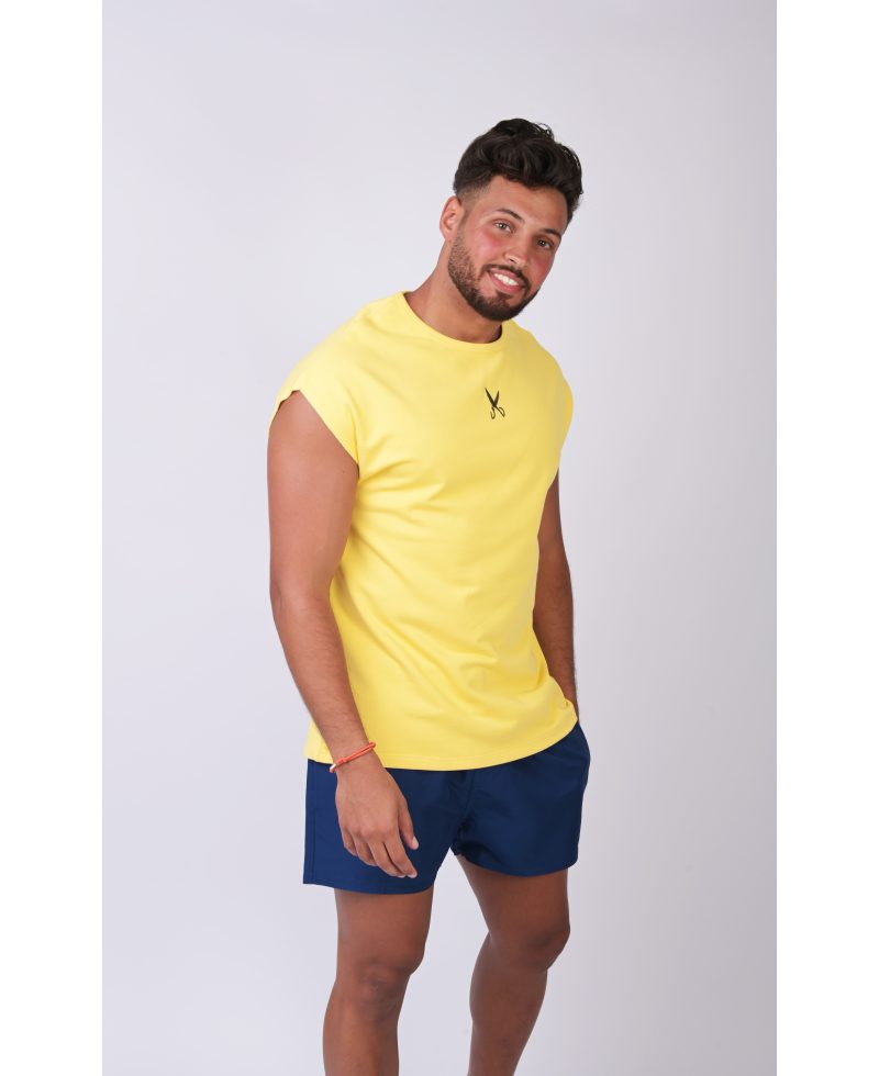 Short Sleeve Over Sized T-shirt - Yellow / Black
