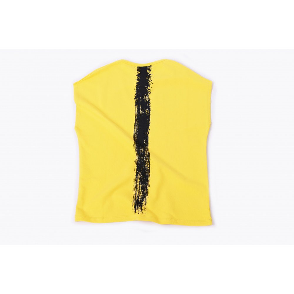 Short Sleeve Over Sized T-shirt - Yellow / Black