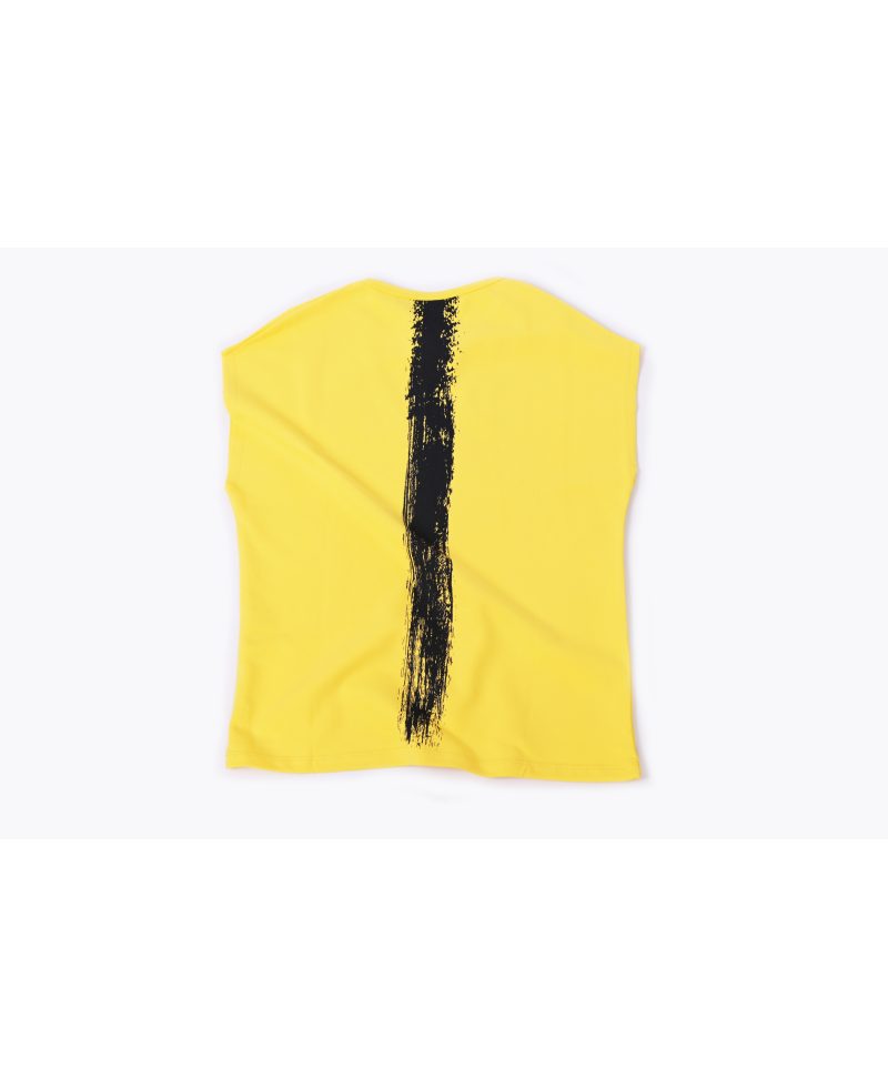 Short Sleeve Over Sized T-shirt - Yellow / Black
