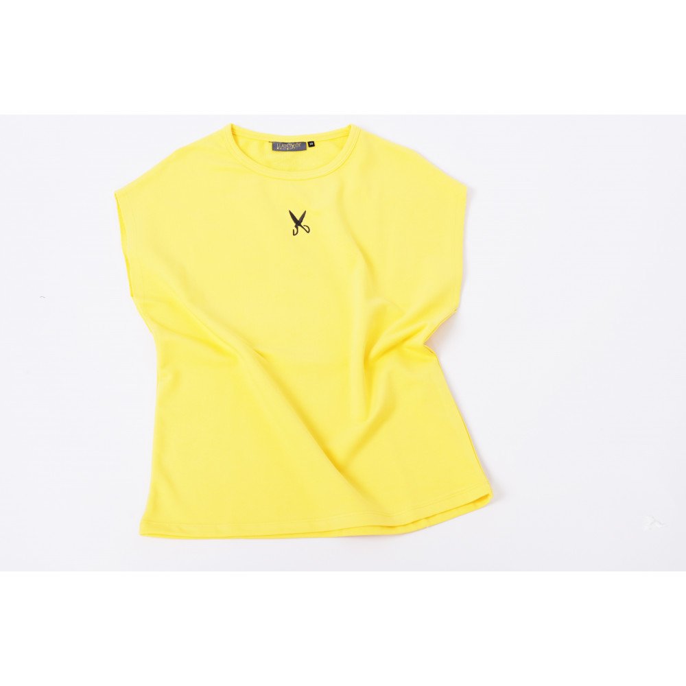 Short Sleeve Over Sized T-shirt - Yellow / Black