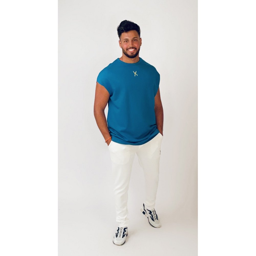 Short Sleeve Over Sized T-shirt - Petrol blue