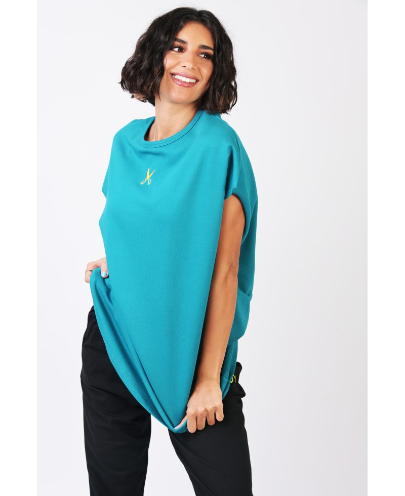 Short Sleeve Over Sized T-shirt - Petrol blue