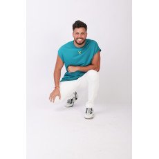 Short Sleeve Over Sized T-shirt - Petrol blue