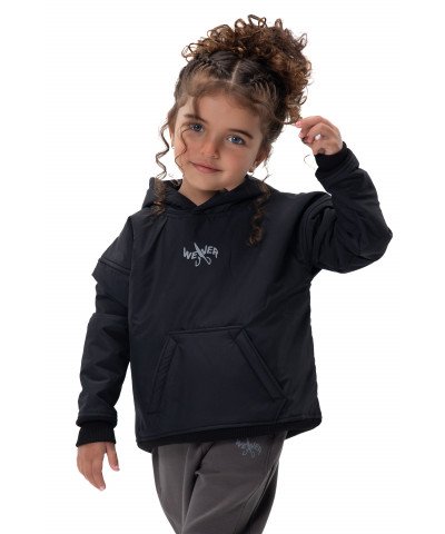 Kids Snowy Hoodie - Black