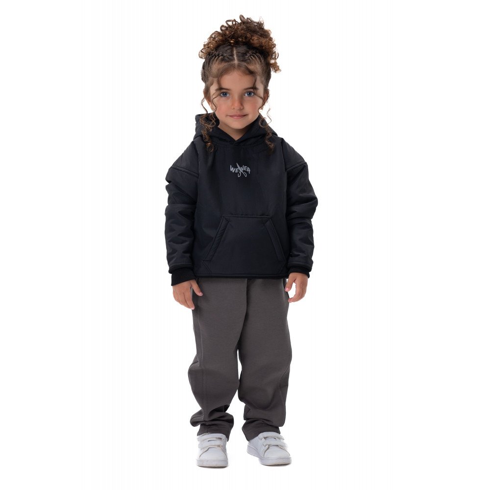 Kids Snowy Hoodie - Black