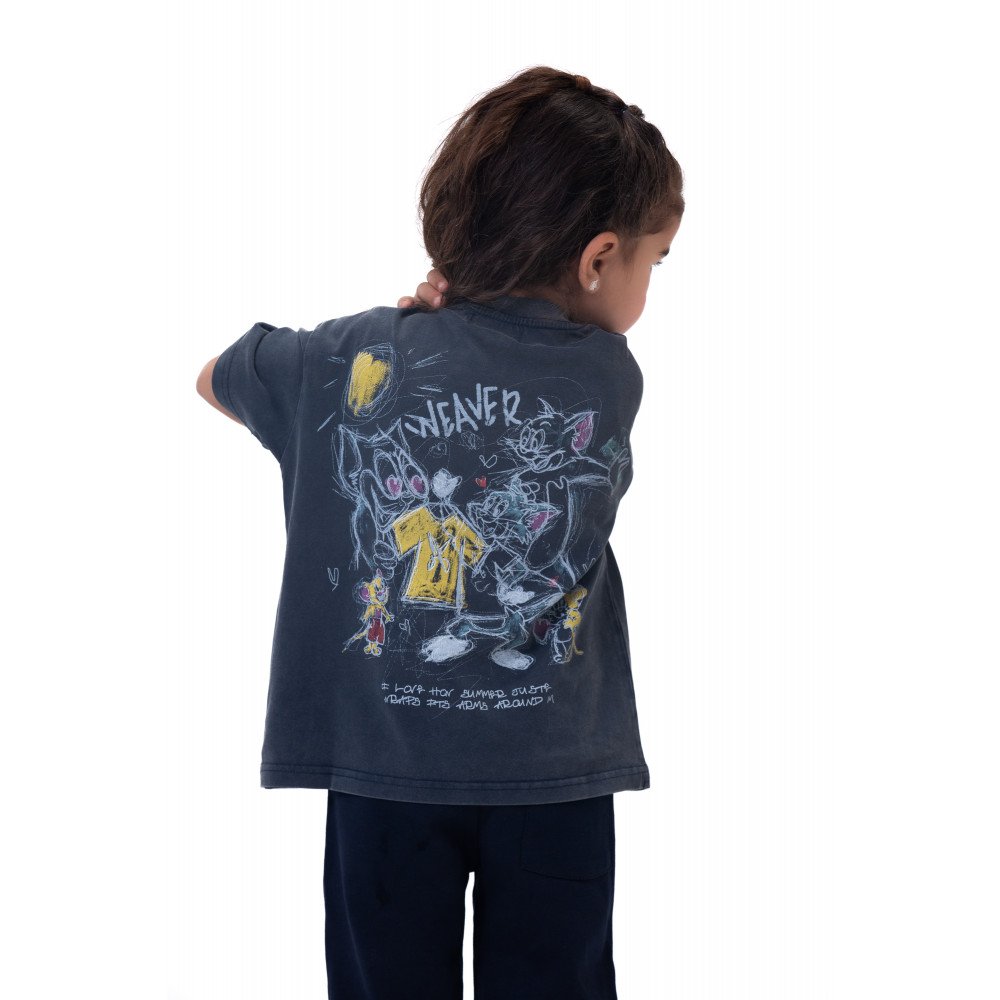 Kids Cartoon washed T-shirt - Black