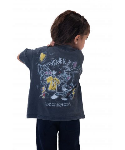Kids Cartoon washed T-shirt - Black