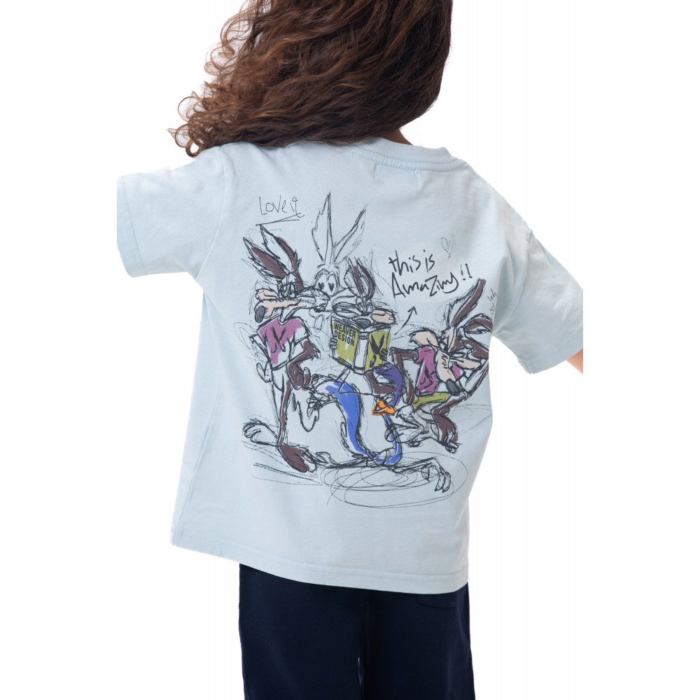 Kids Cartoon washed T-shirt - Baby blue