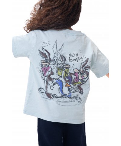 Kids Cartoon washed T-shirt - Baby blue