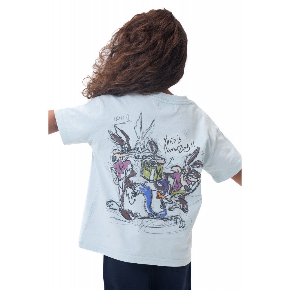 Kids Cartoon washed T-shirt - Baby blue