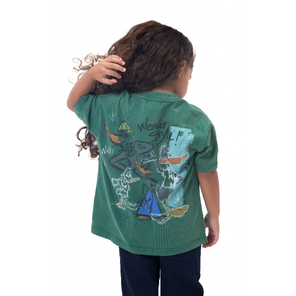 Kids Cartoon washed T-shirt - Green