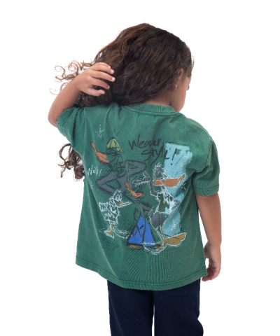 Kids Cartoon washed T-shirt - Green