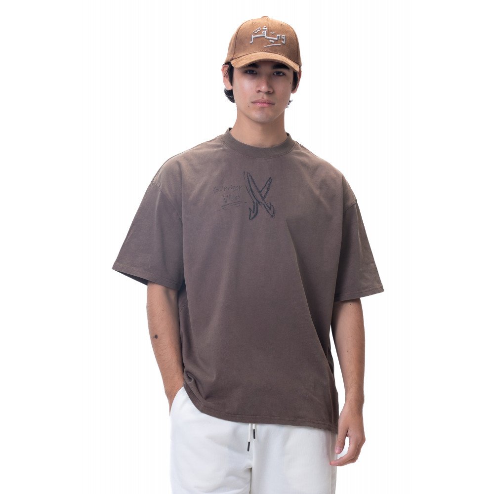Cartoon washed T-shirt - Brown