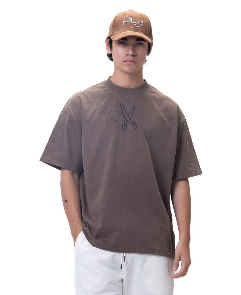 Cartoon washed T-shirt - Brown