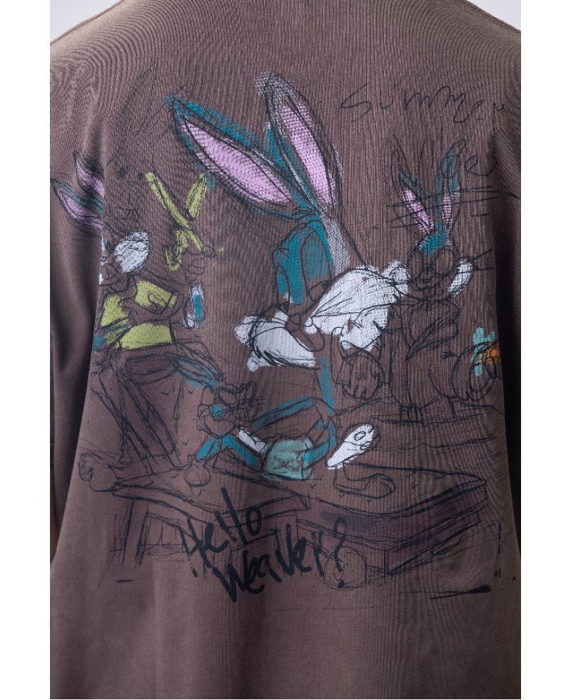 Cartoon washed T-shirt - Brown